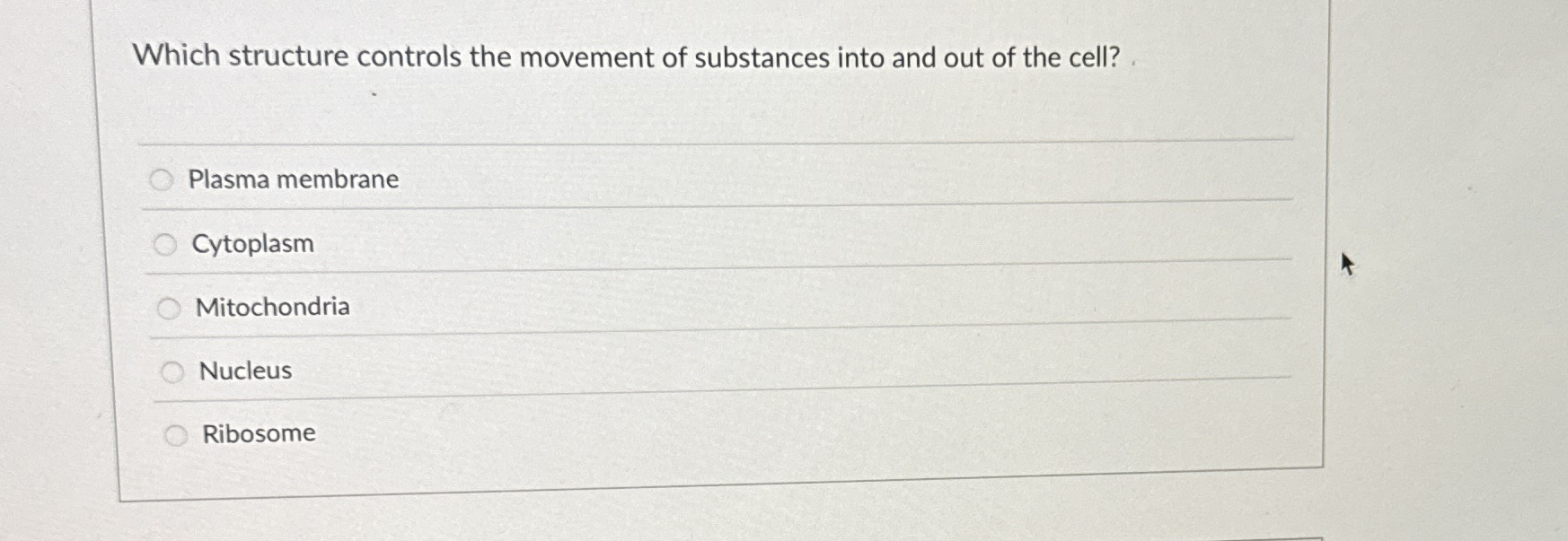Which structure controls the movement of