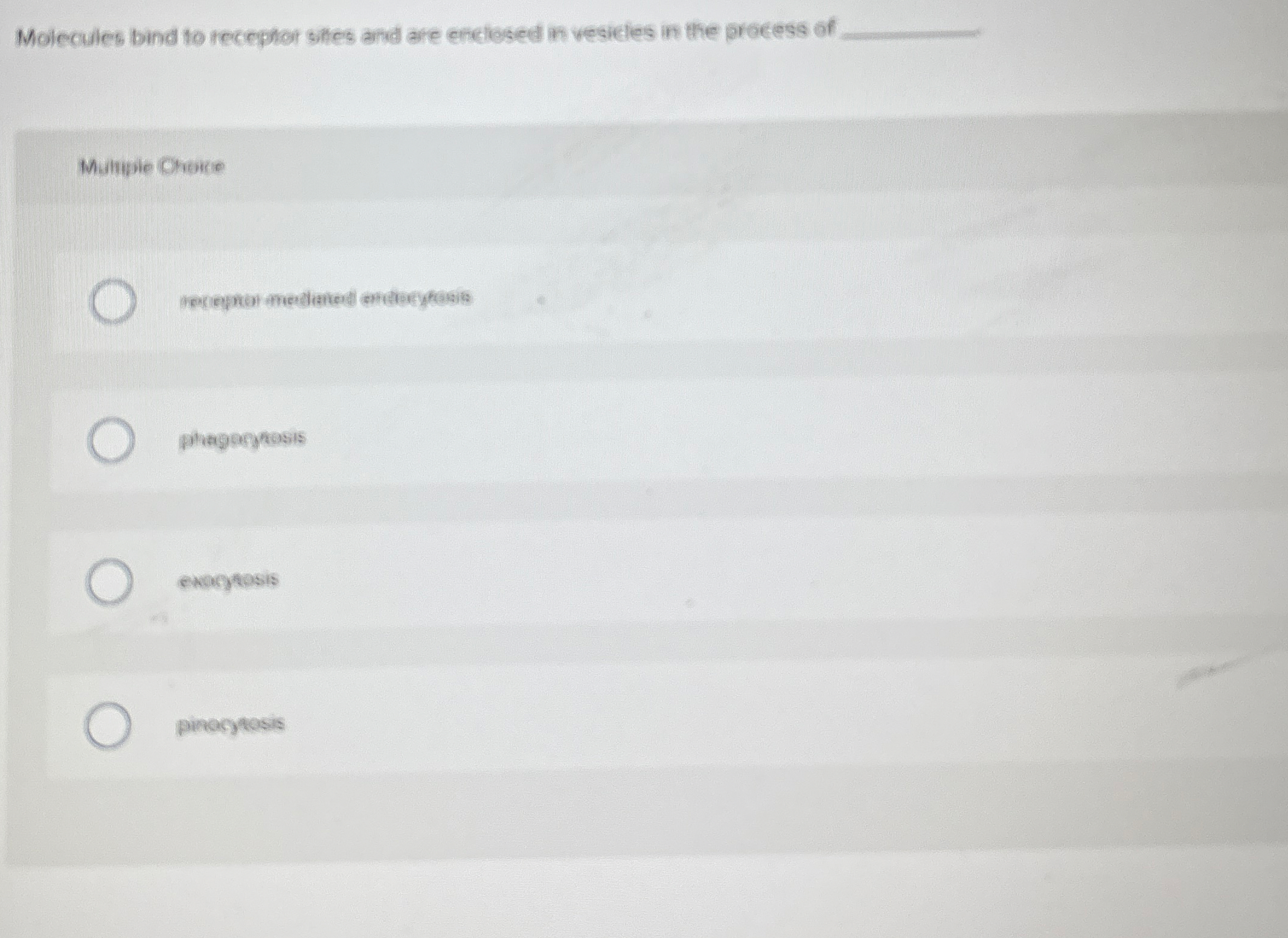 Molecules bind to recephor shes and are encliosed