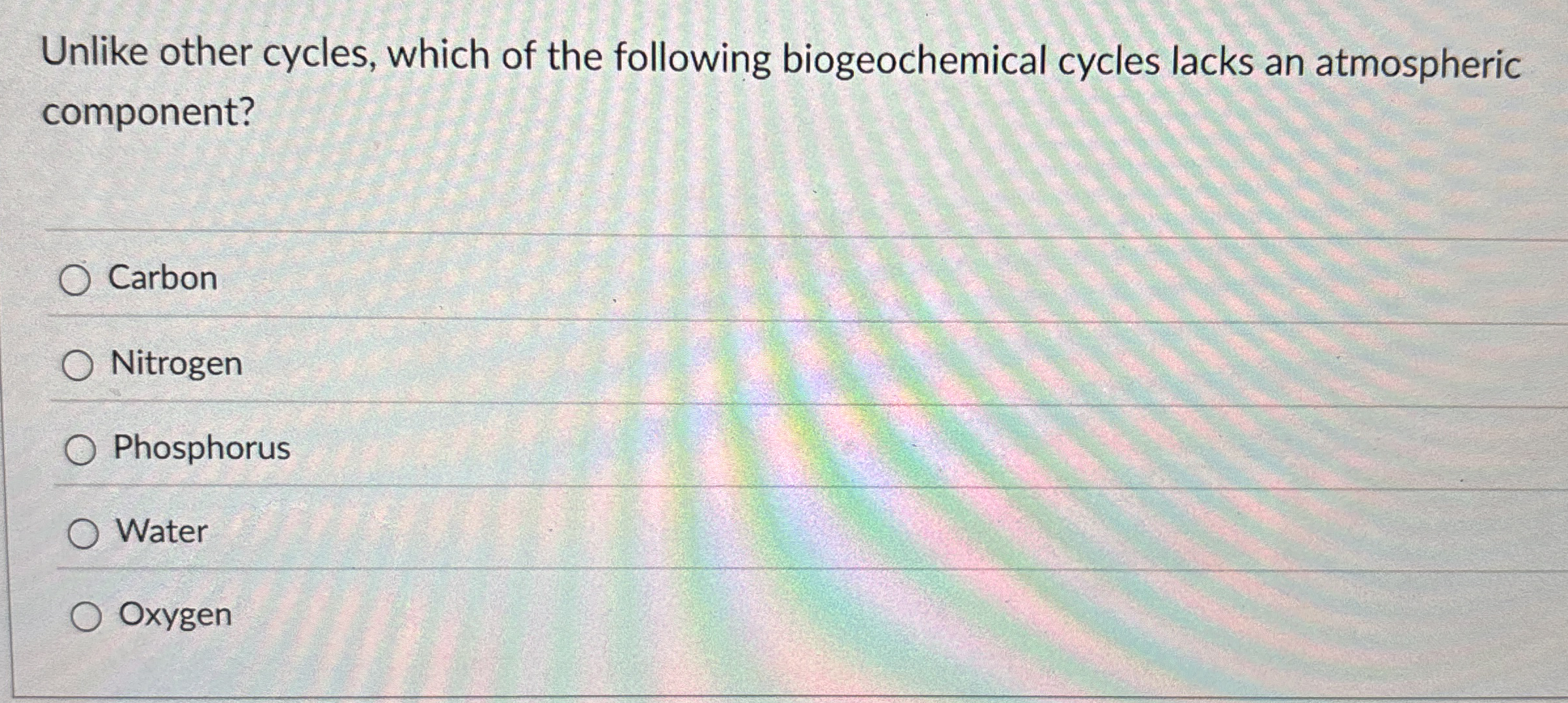 Unlike other cycles, which of the following