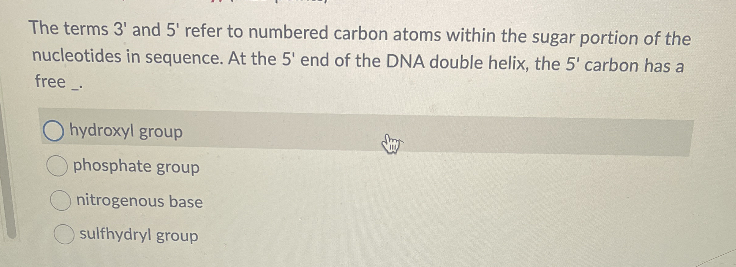 The terms 3 ' and 5 ' refer to numbered carbon