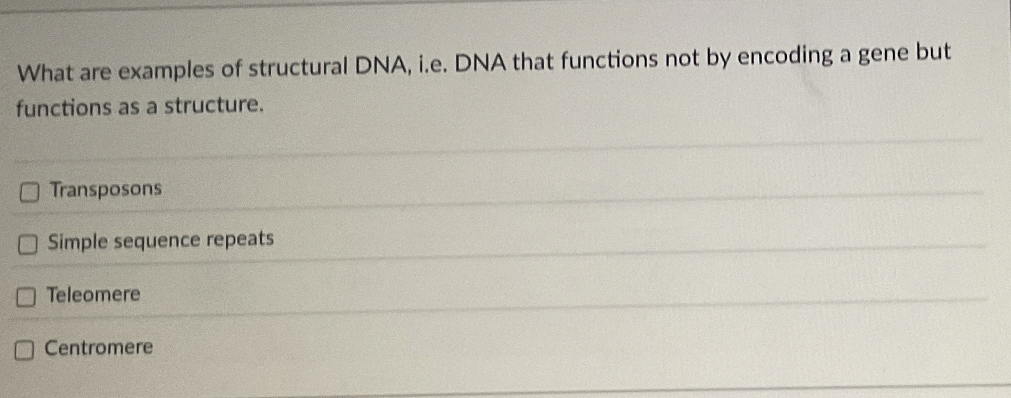 What are examples of structural DNA, i . e . DNA