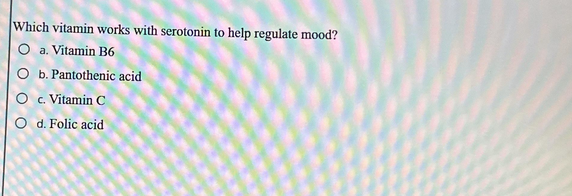 Which vitamin works with serotonin to help