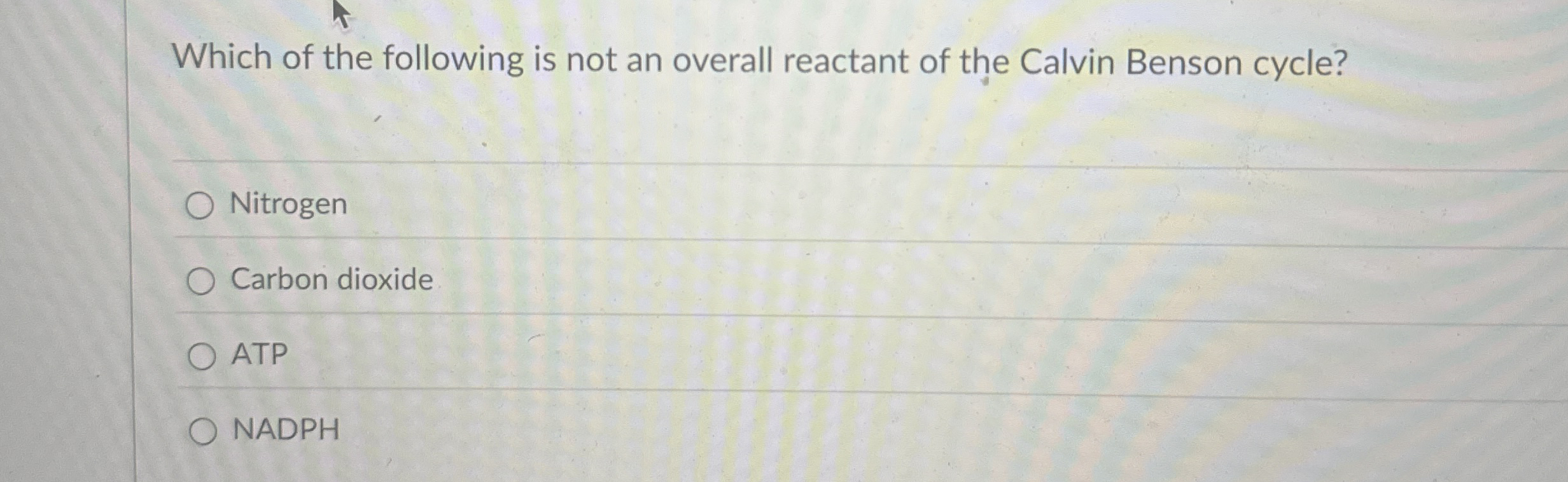 Which of the following is not an overall reactant