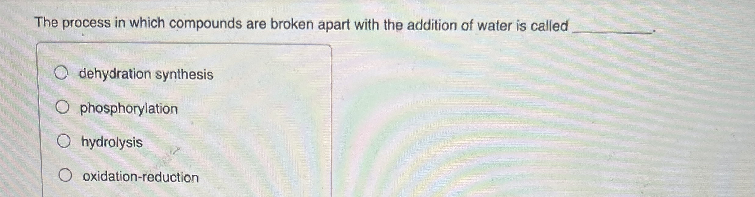 The process in which compounds are broken apart