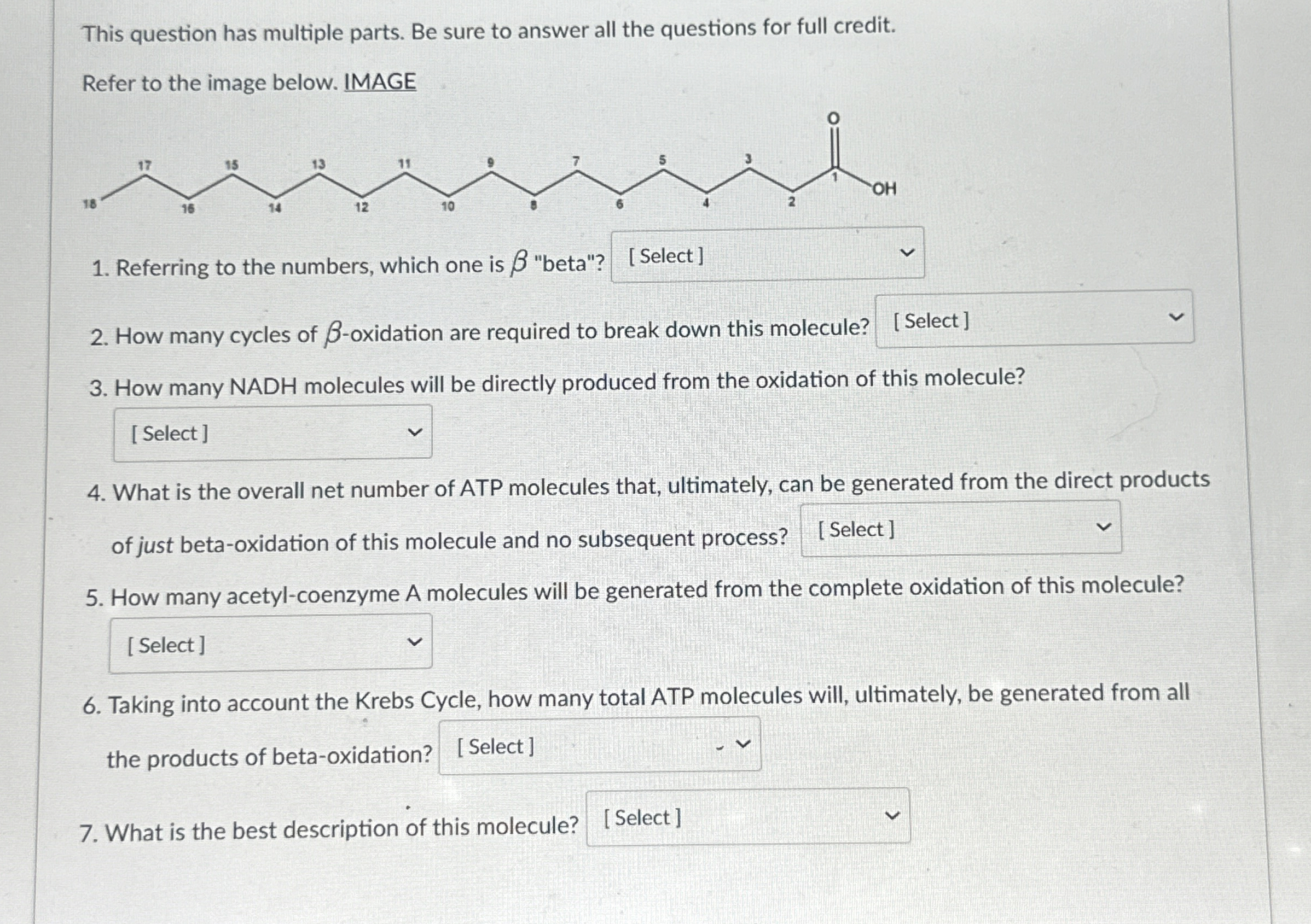 This question has multiple parts. Be sure to