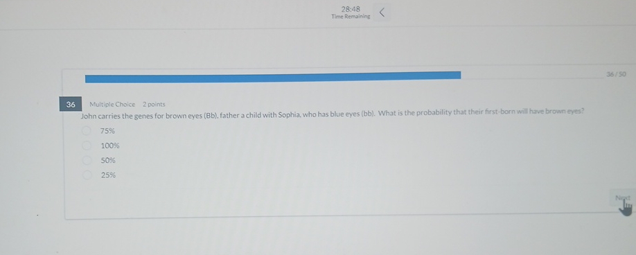 2 8 : 4 8 Time Remaining 3 6 Multiple Choice 2