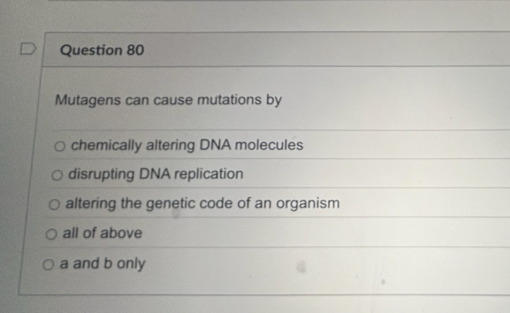 Question 8 0 Mutagens can cause mutations