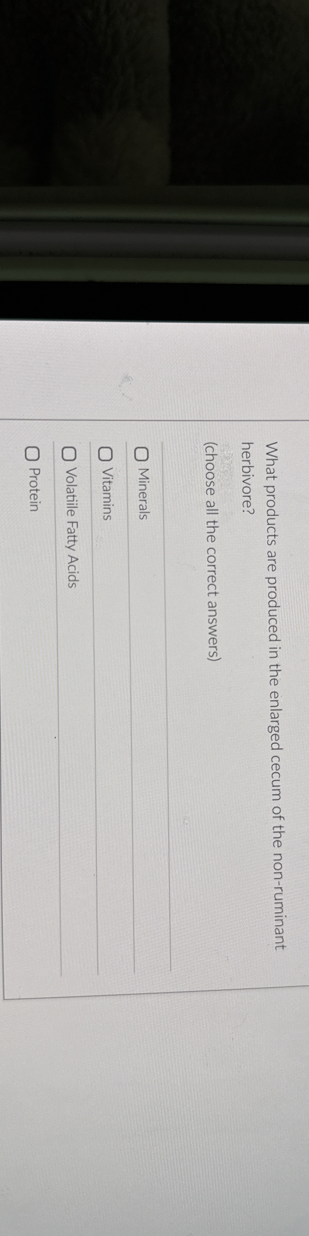 What products are produced in the enlarged cecum