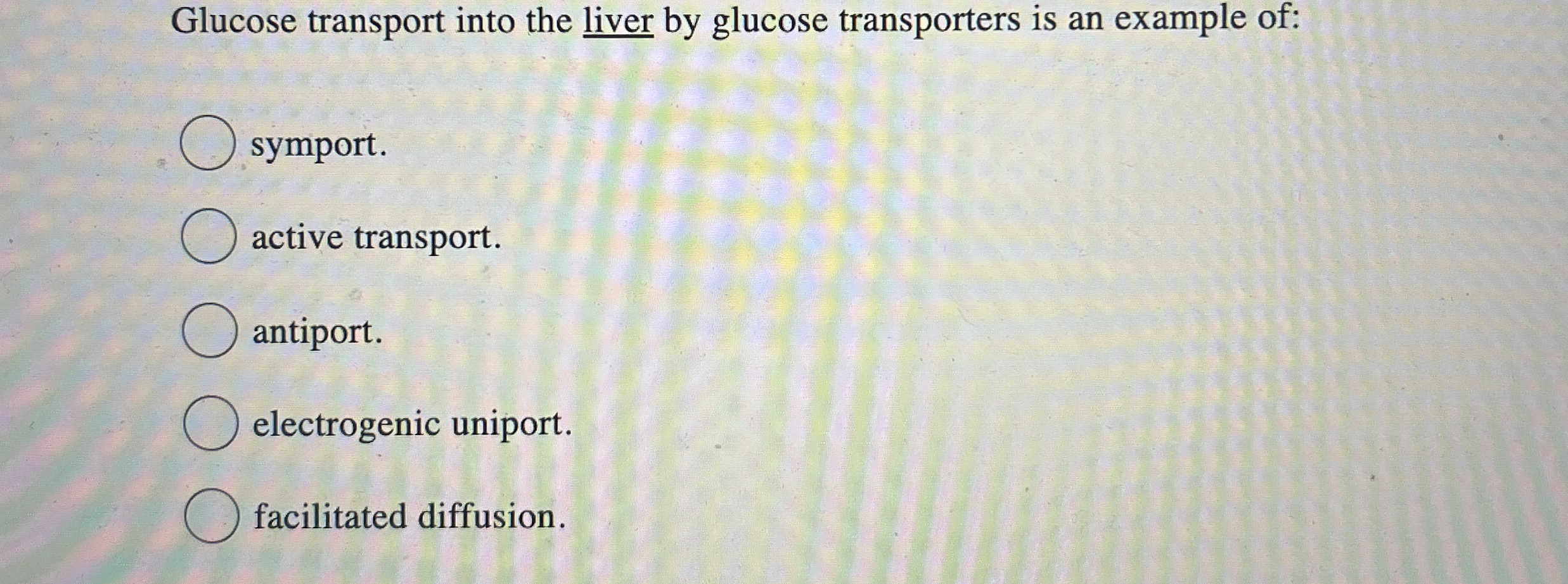 Glucose transport into the liver by glucose