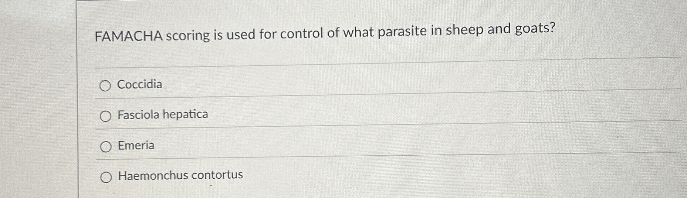 FAMACHA scoring is used for control of what