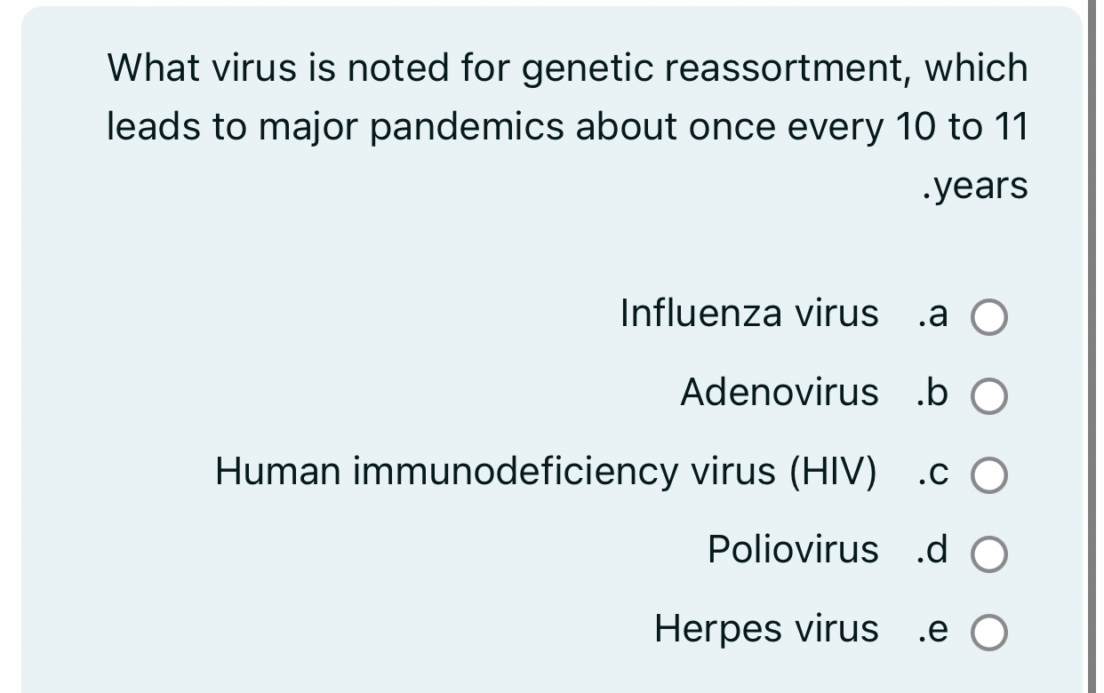 What virus is noted for genetic reassortment,