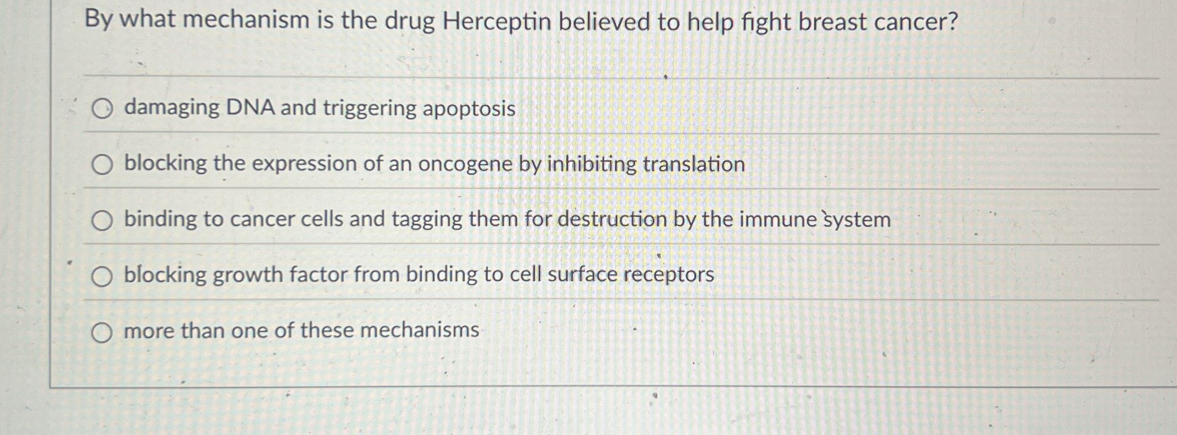By what mechanism is the drug Herceptin believed