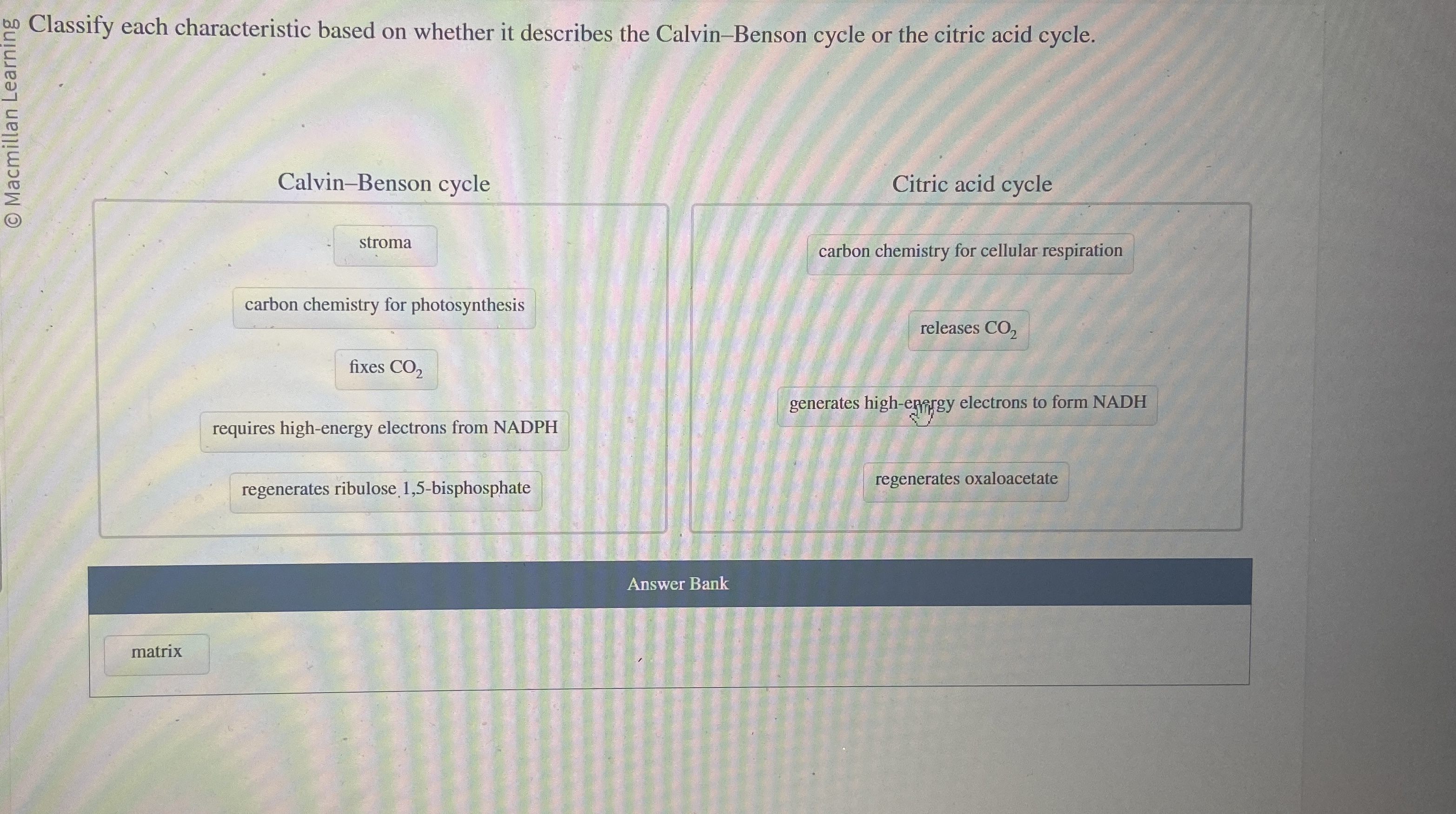 Classify each characteristic based on whether it