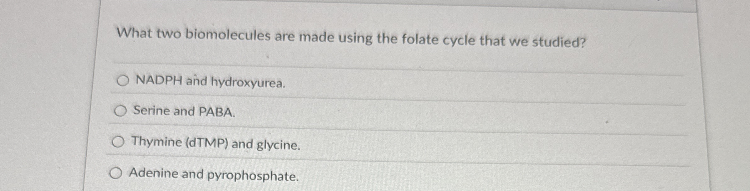 What two biomolecules are made using the folate