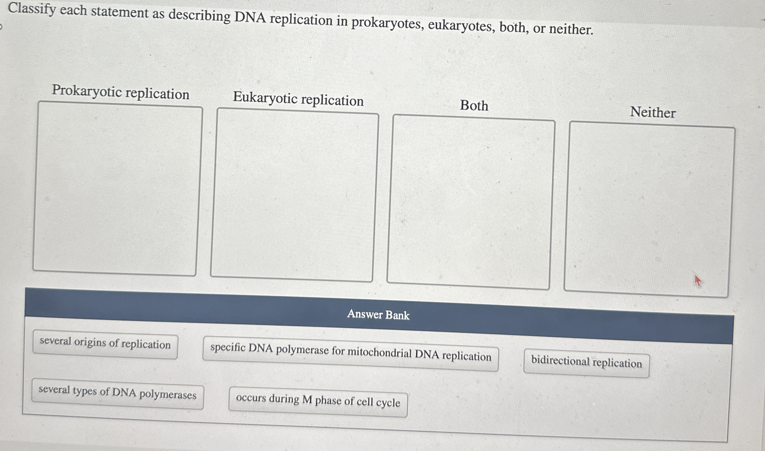 Classify each statement as describing DNA