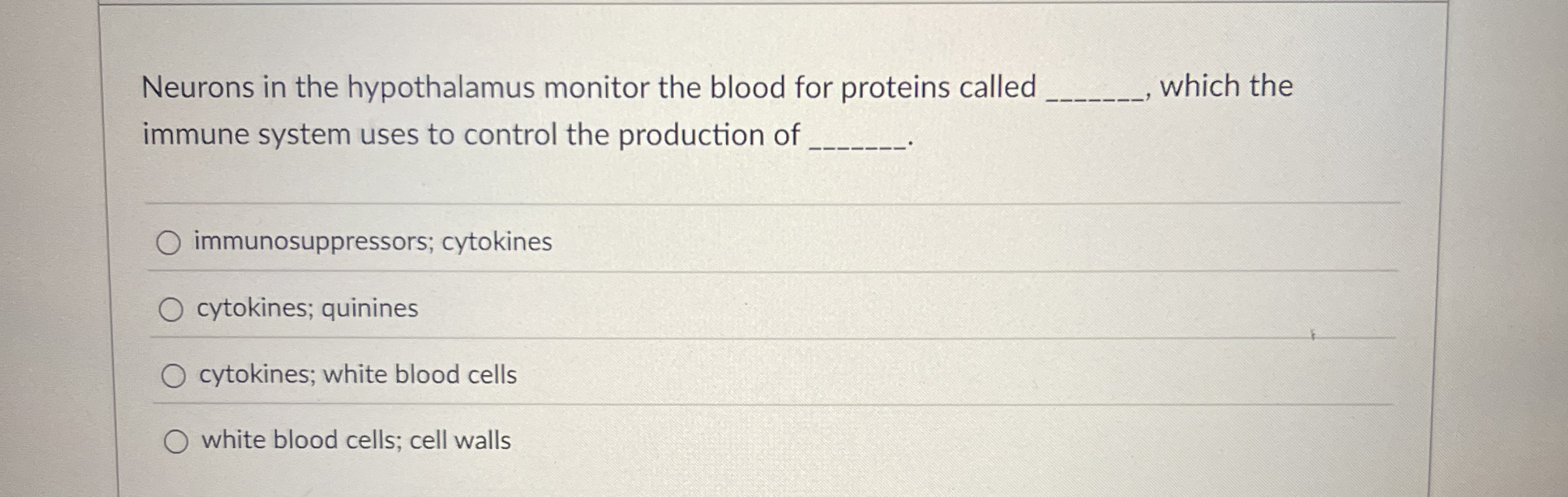 Neurons in the hypothalamus monitor the blood for