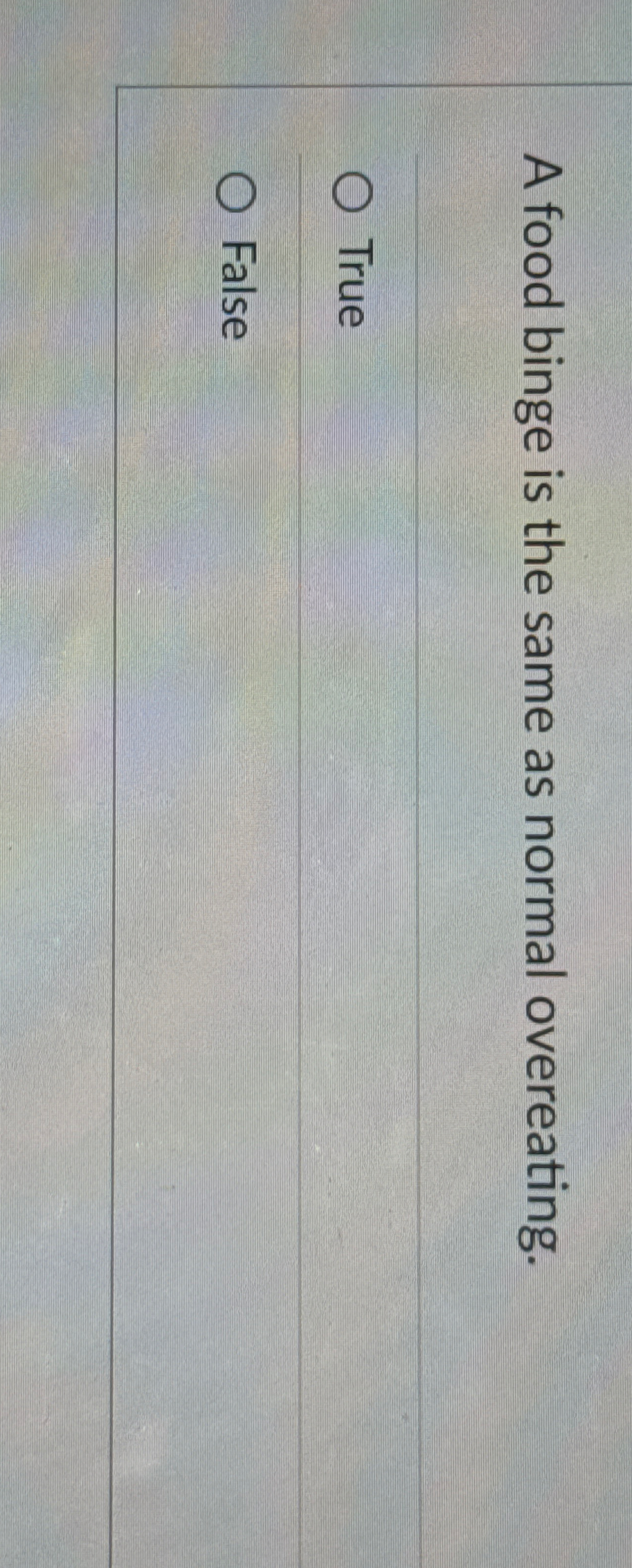 A food binge is the same as normal overeating.