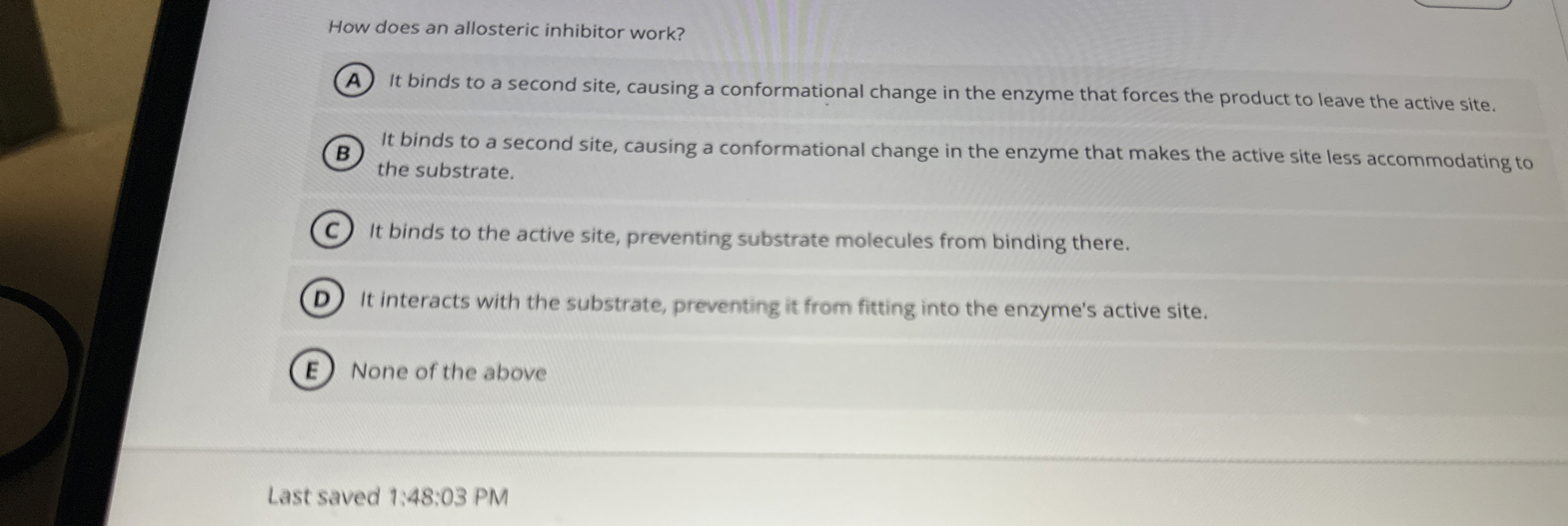 How does an allosteric inhibitor work? It binds