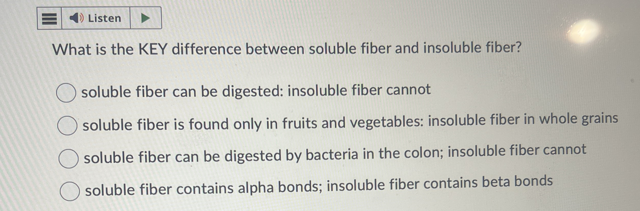 Listen What is the KEY difference between soluble