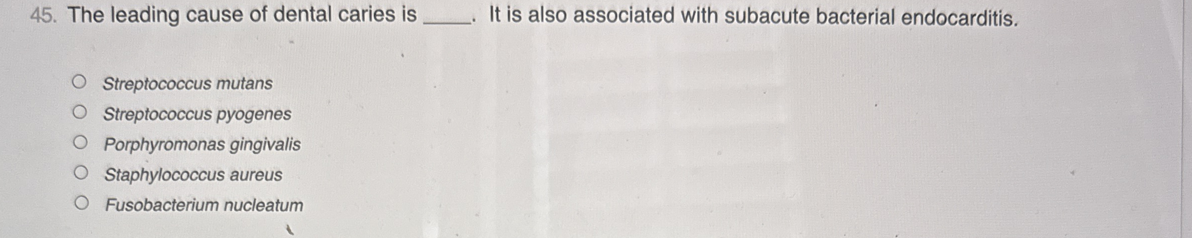 The leading cause of dental caries is q , It is
