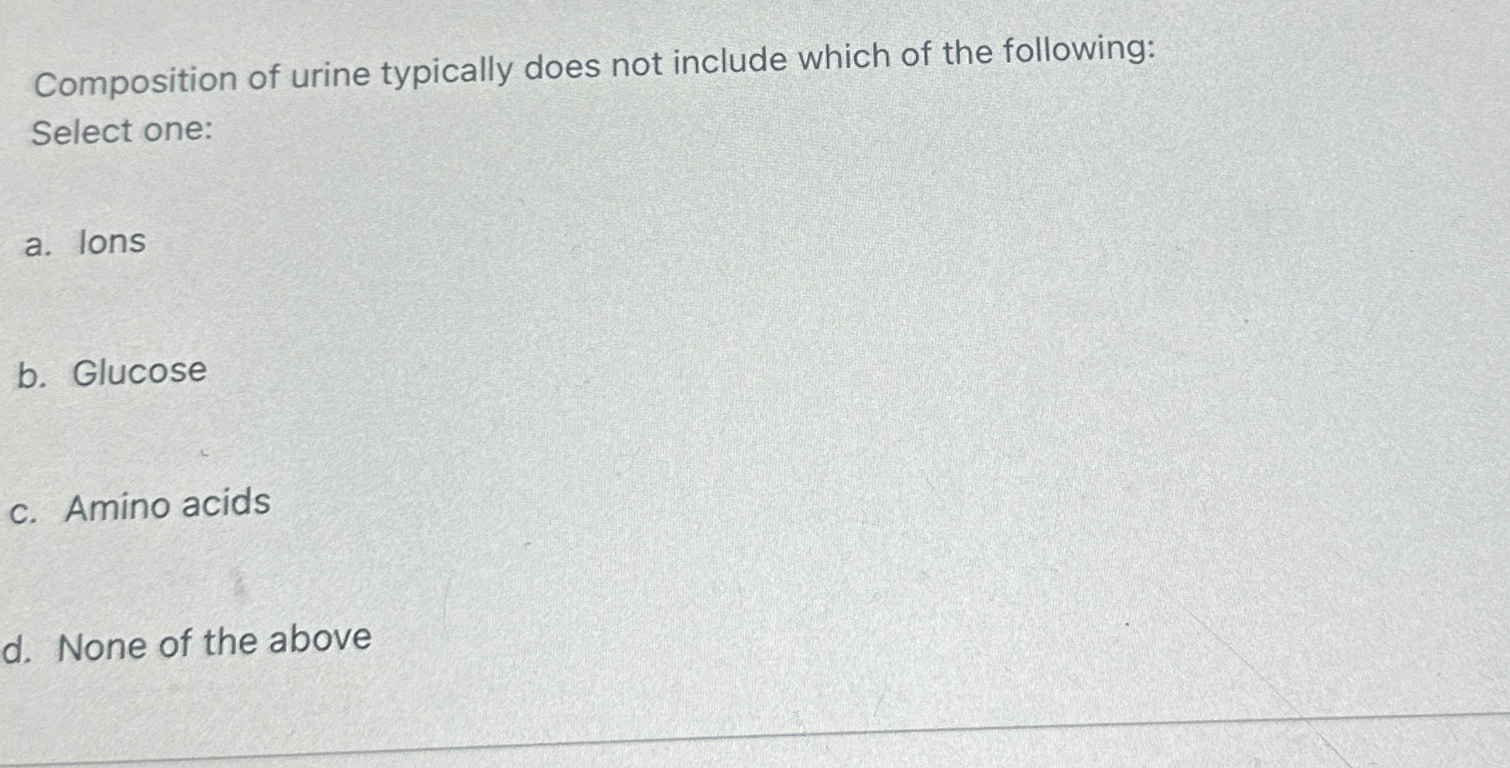 Composition of urine typically does not include