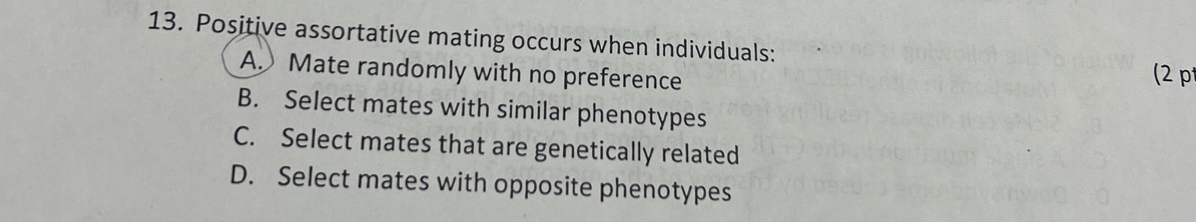 Positive assortative mating occurs when