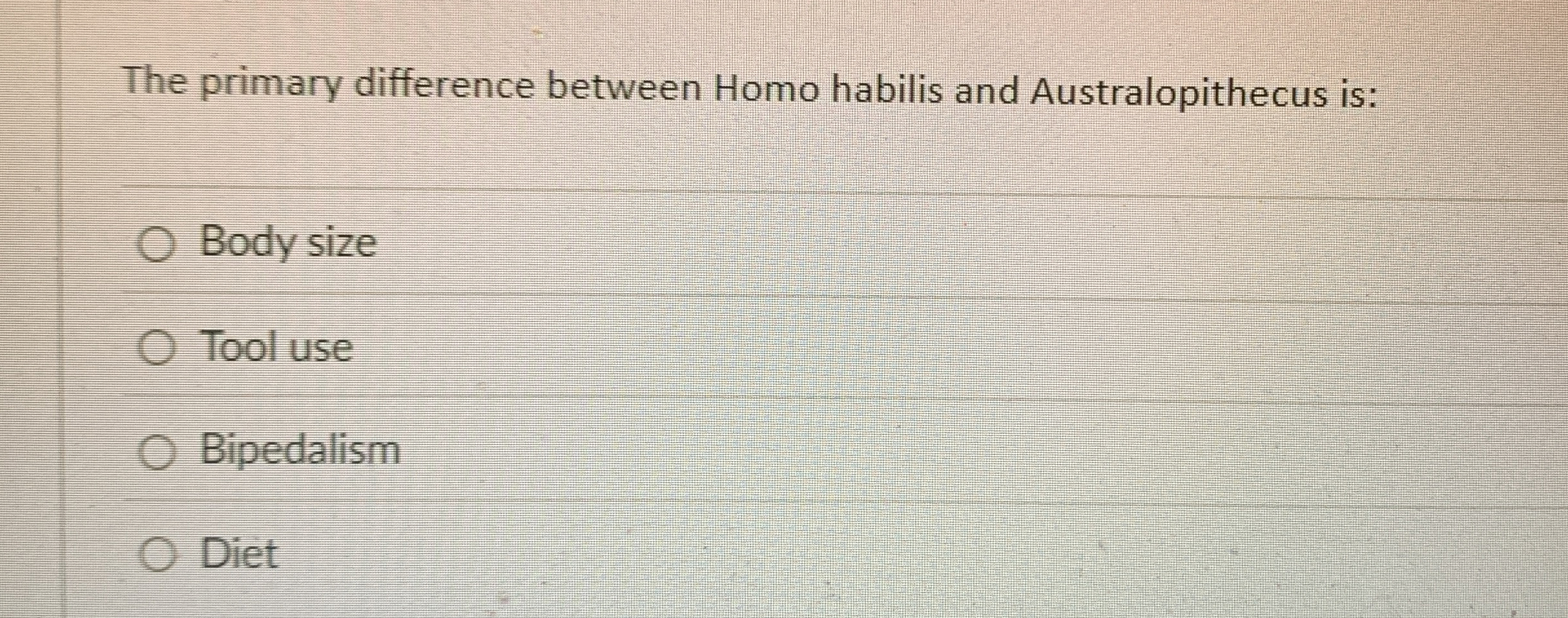 The primary difference between Homo habilis and