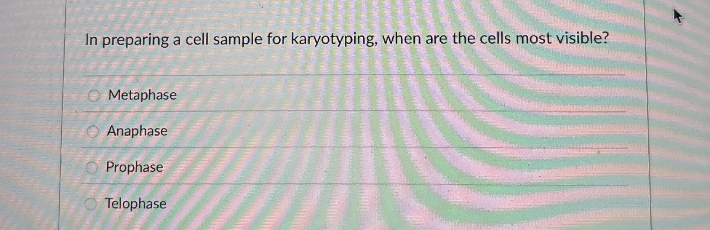 In preparing a cell sample for karyotyping, when