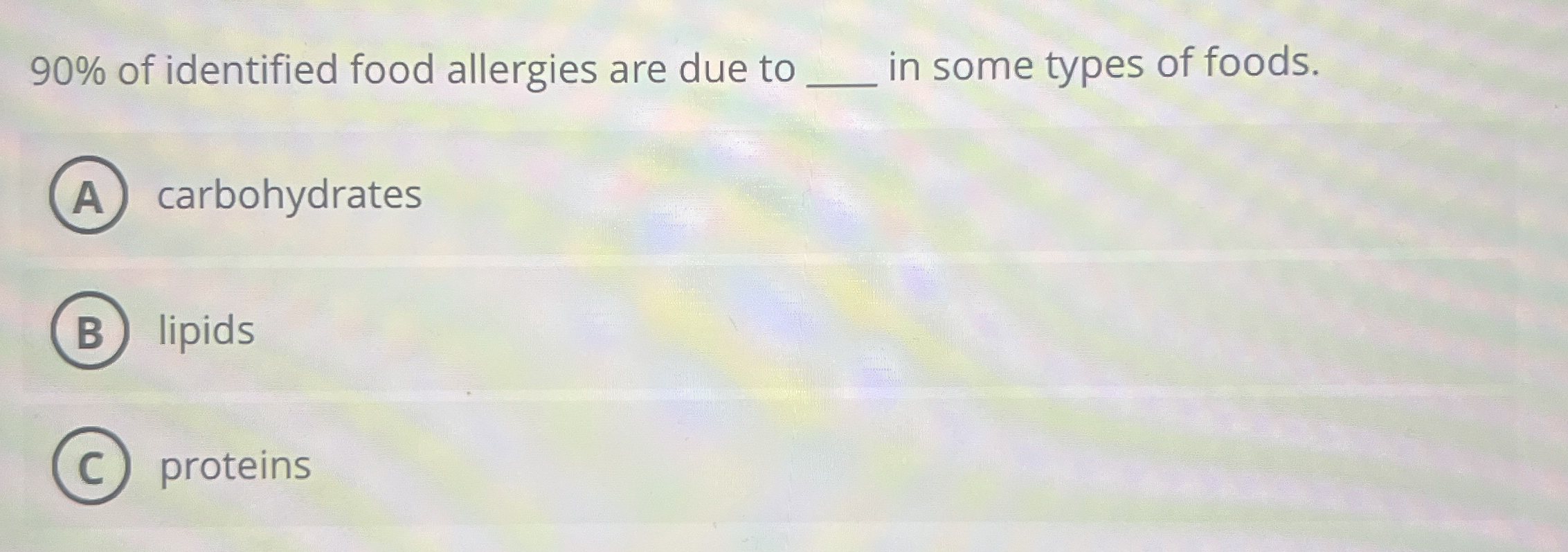 9 0 % of identified food allergies are due to q ,