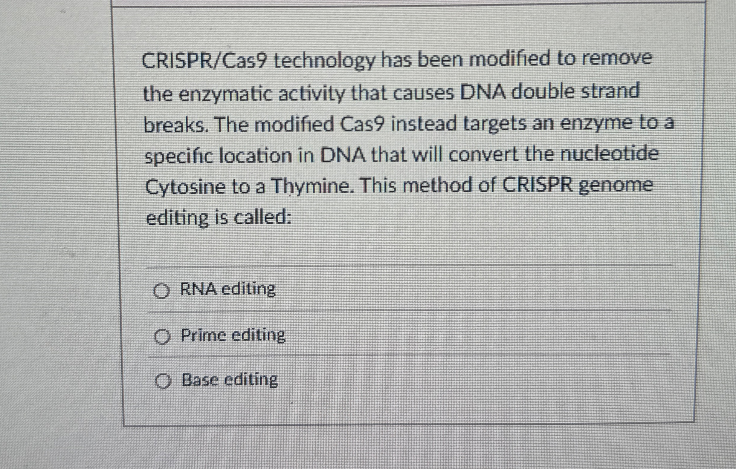 CRISPR / Cas 9 technology has been modified to