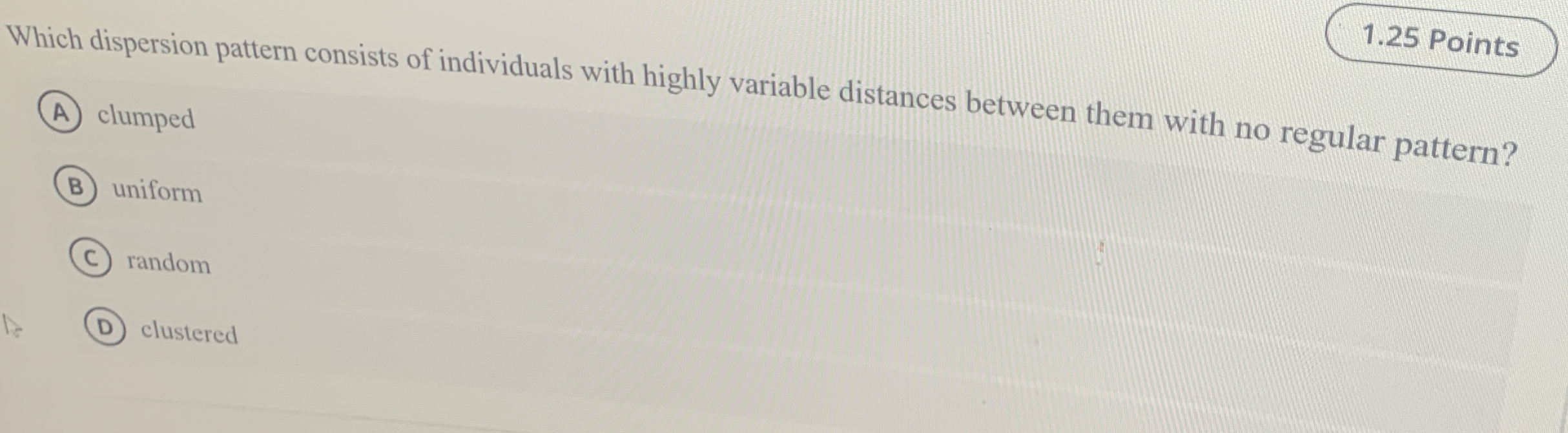 Which dispersion pattern consists of individuals