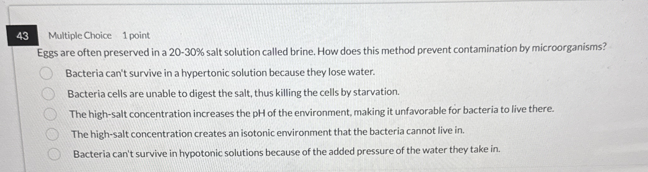 4 3 Multiple Choice 1 point Eggs are often