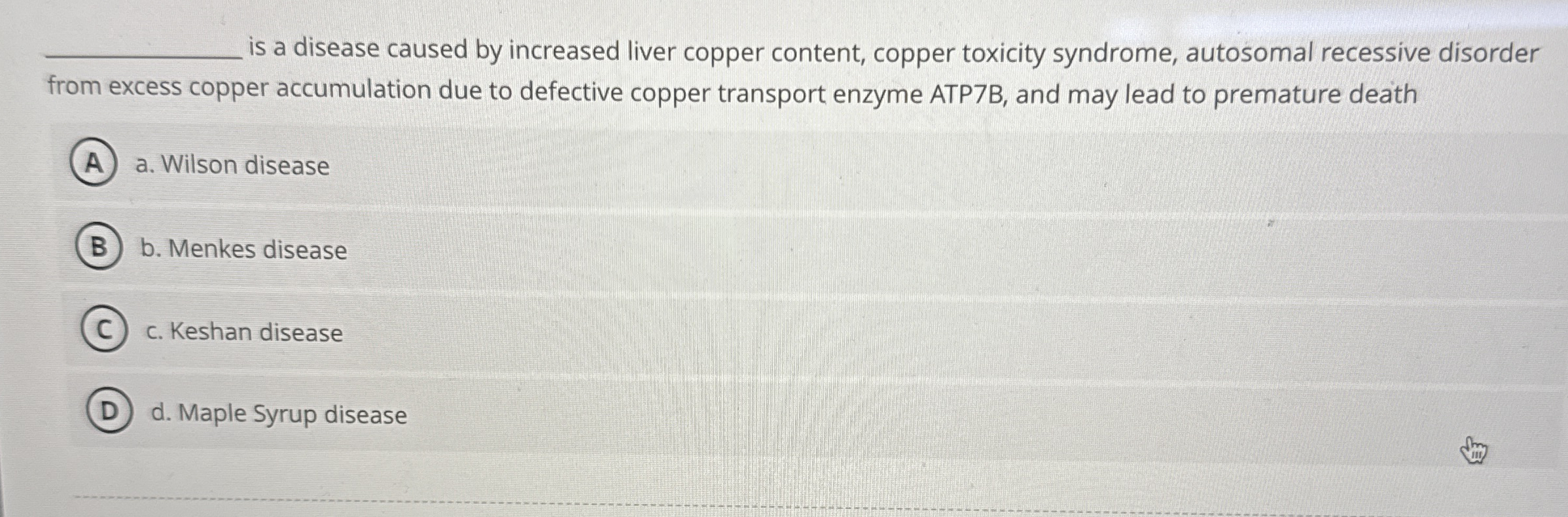 q , is a disease caused by increased liver copper