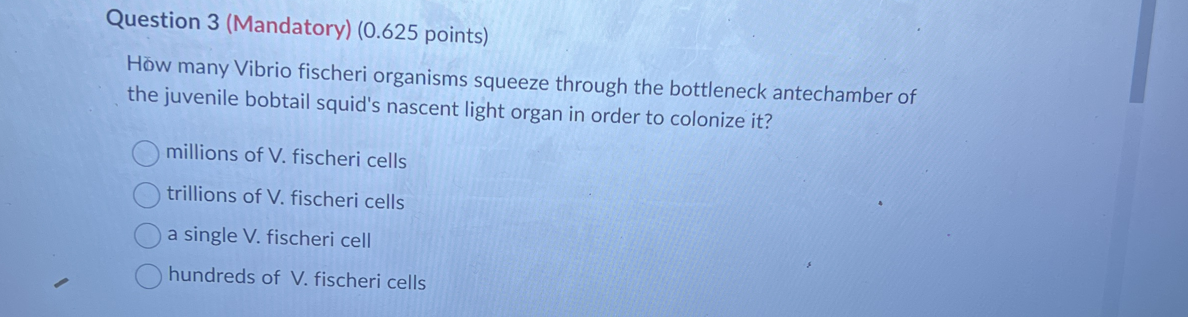 Question 3 ( Mandatory ) ( 0 . 6 2 5 points ) H w
