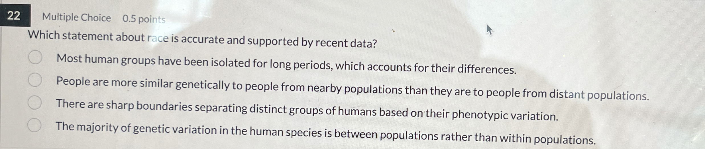 2 2 Multiple Choice 0 . 5 points Which statement