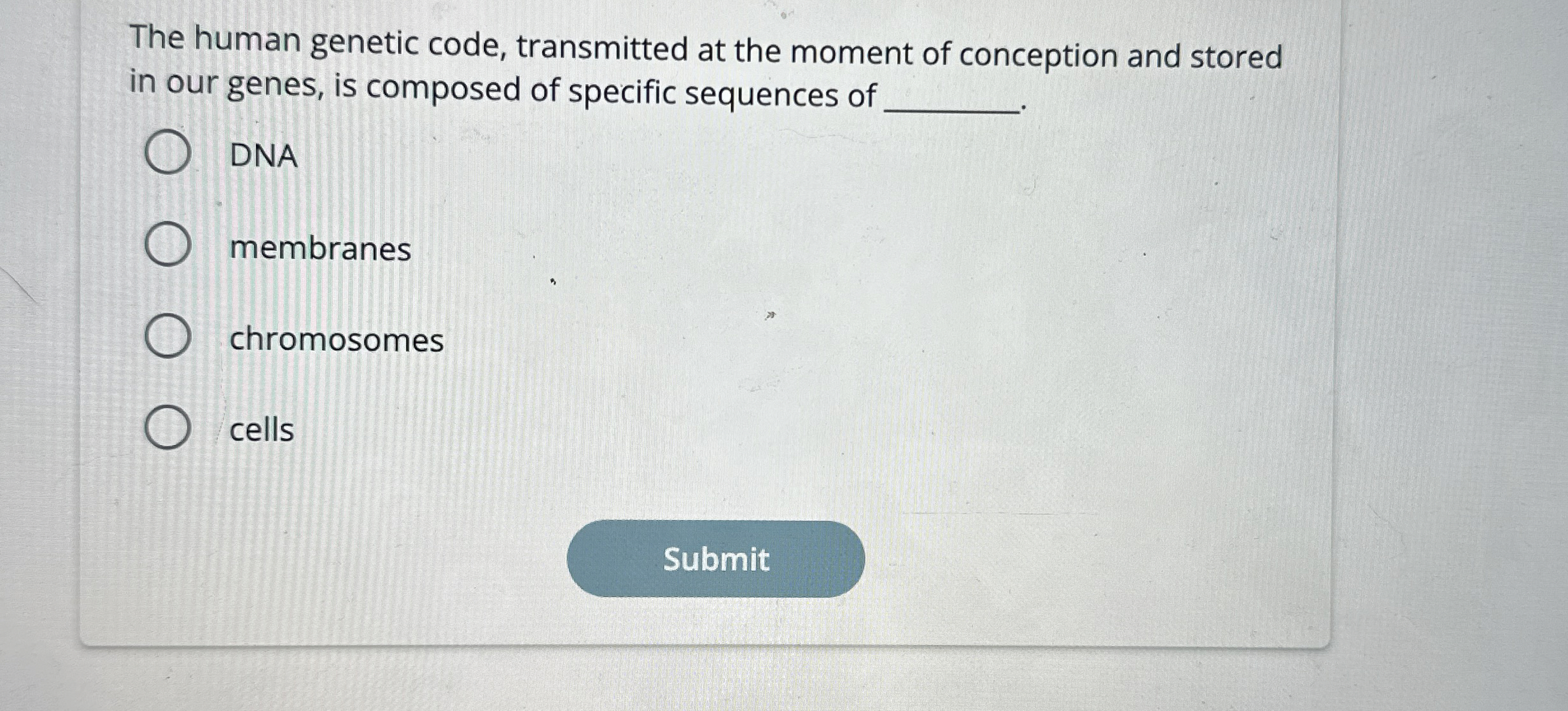 The human genetic code, transmitted at the moment