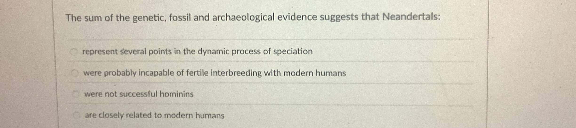 The sum of the genetic, fossil and archaeological