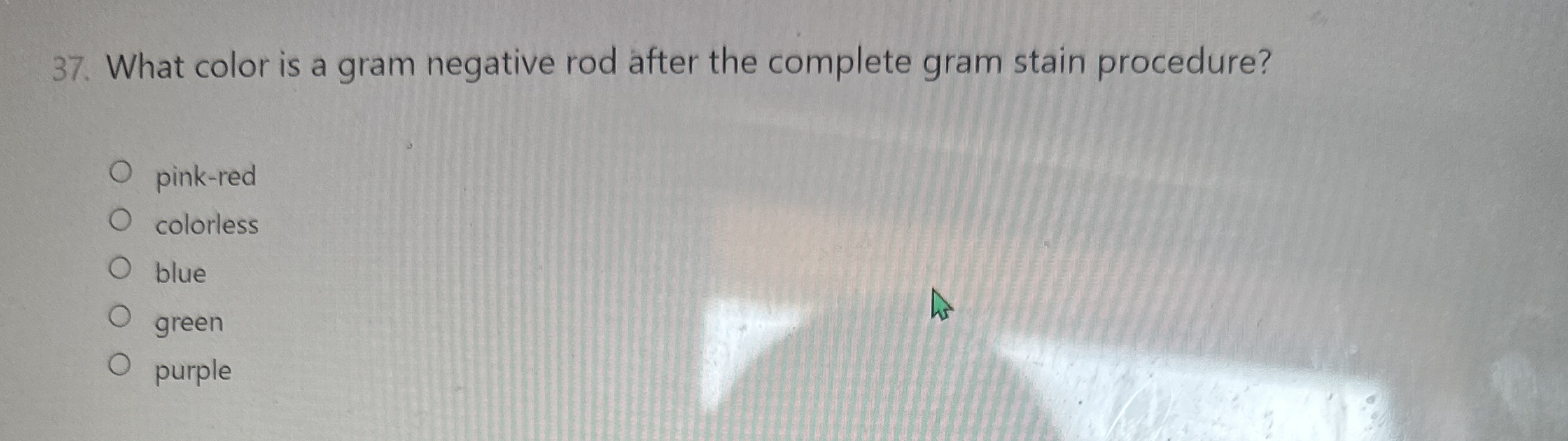 What color is a gram negative rod after the