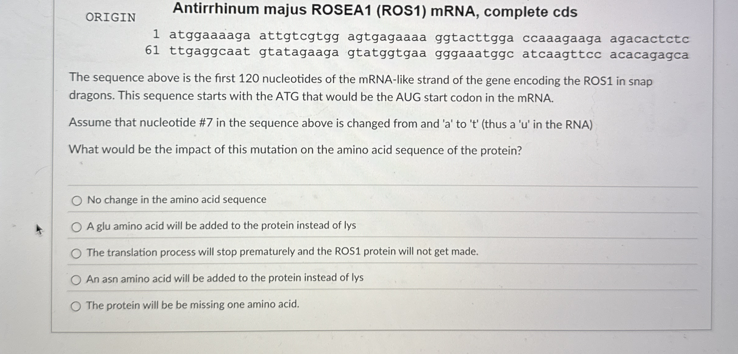 ORIGIN Antirrhinum majus ROSEA 1 ( ROS 1 ) mRNA,