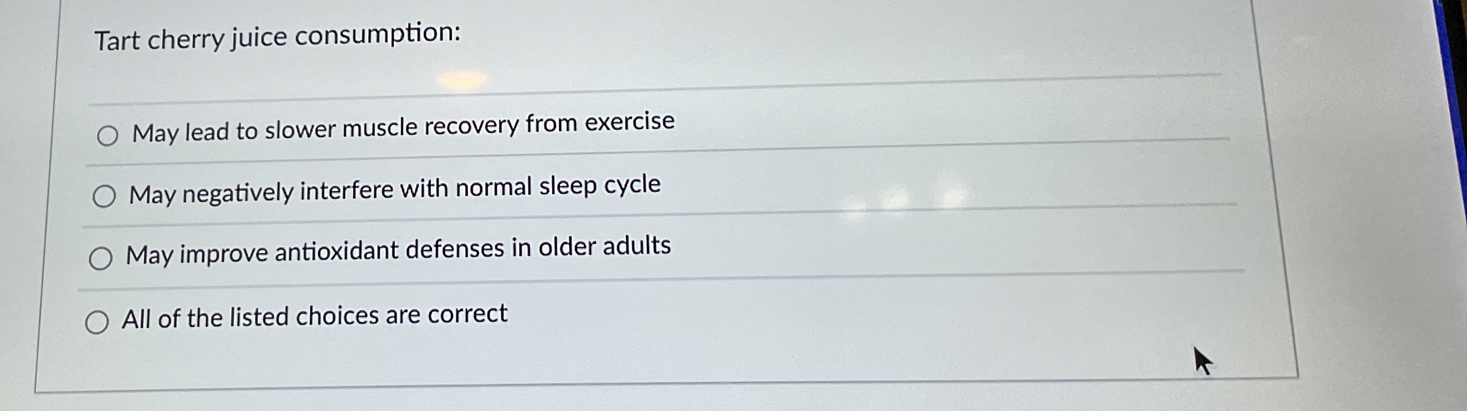 Tart cherry juice consumption: May lead to slower
