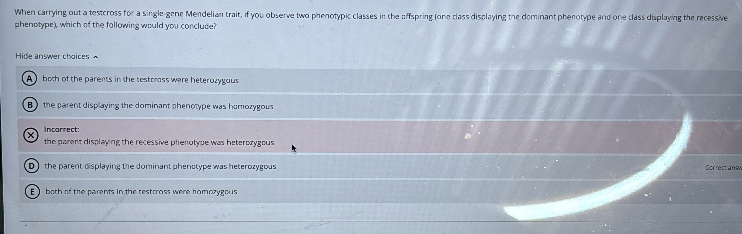 When carrying out a testcross for a single - gene