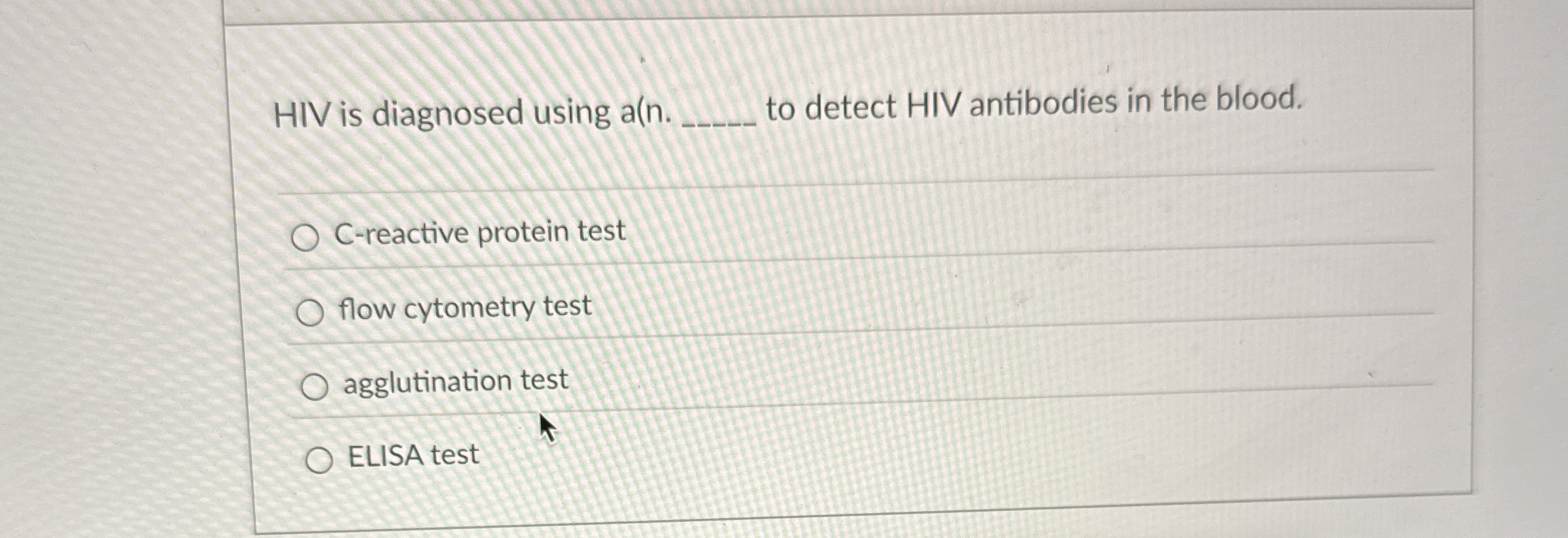 HIV is diagnosed using a ( n . to detect HIV