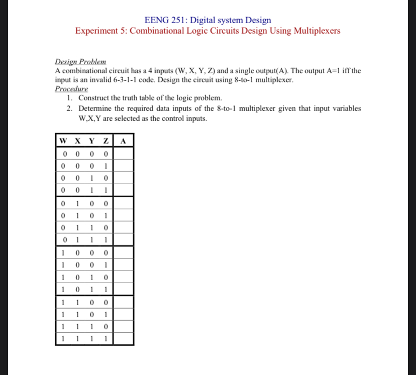 EENG 2 5 1 : Digital system Design Experiment 5 :