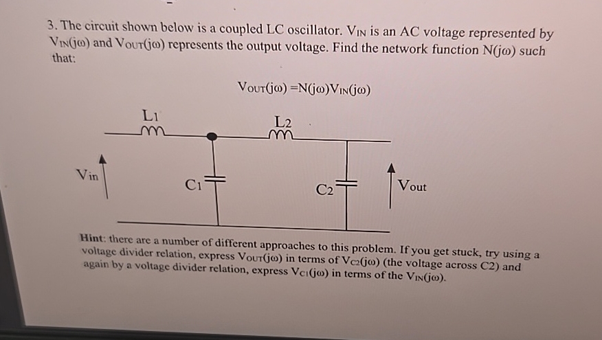 The circuit shown below is a coupled LC