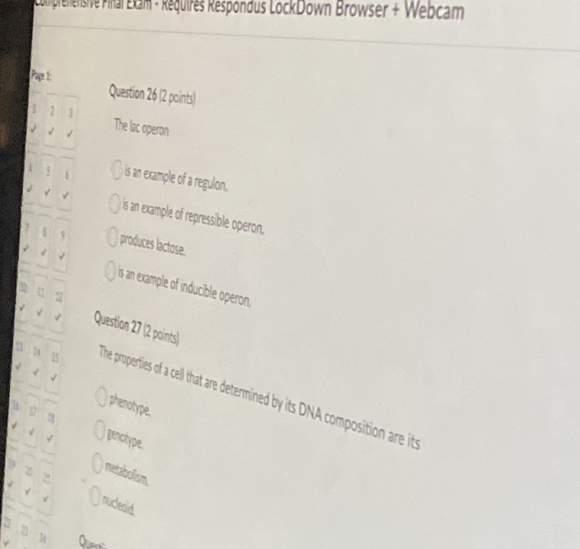 Question 2 6 ( 2 points ) The lacoperon san