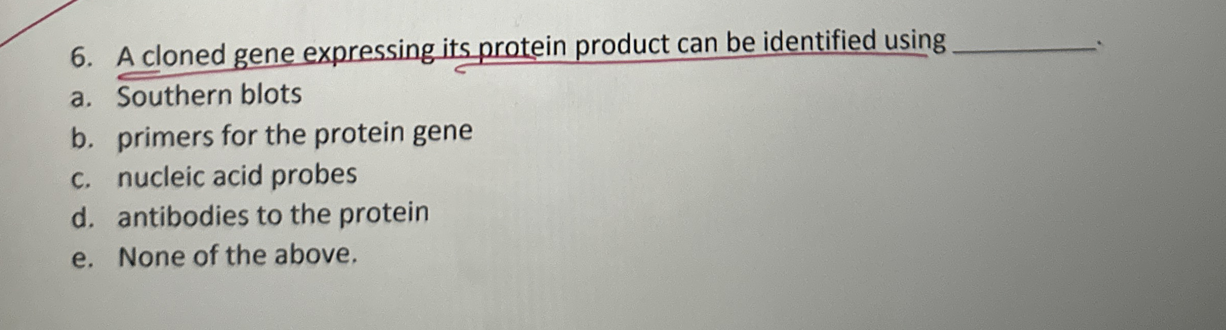 A cloned gene expressing its protein product can