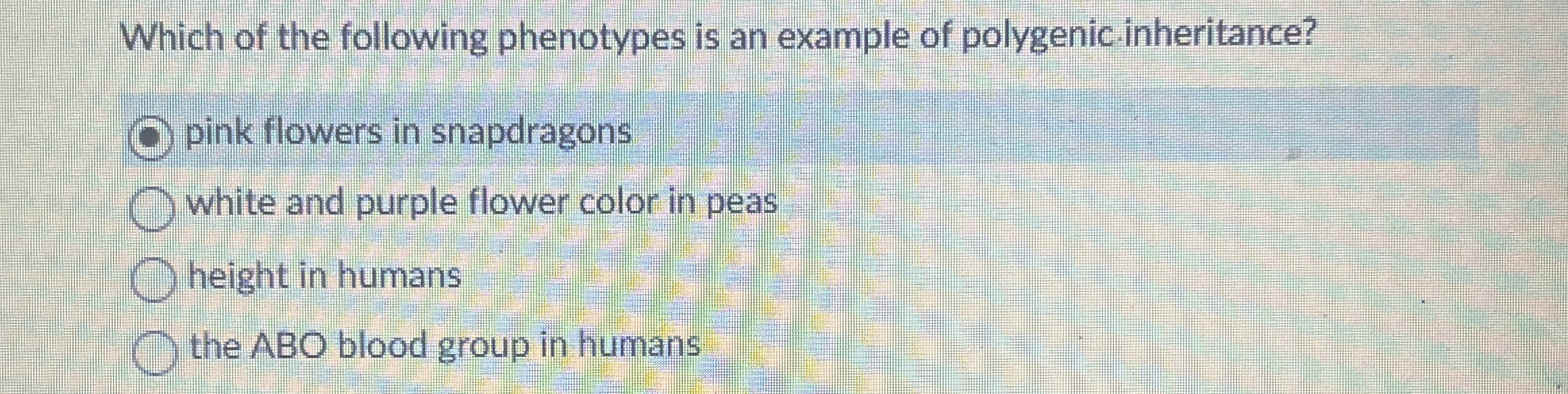 Which of the following phenotypes is an example