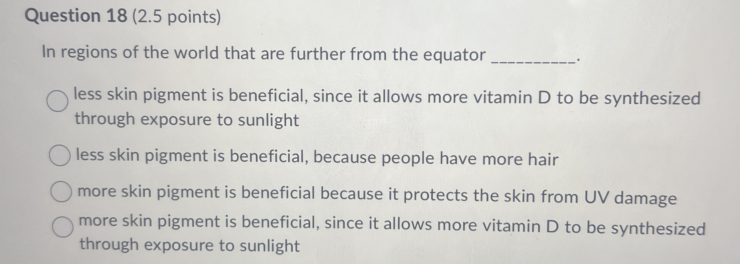 Question 1 8 ( 2 . 5 points ) In regions of the