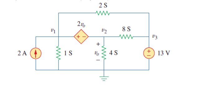 Using the node voltage method, calculate the