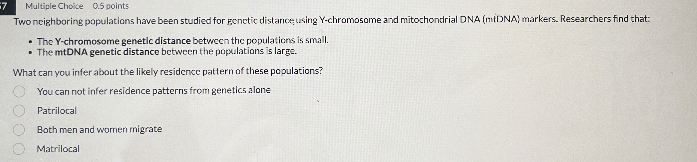 7 Multiple Choice 0 . 5 points Two neighboring